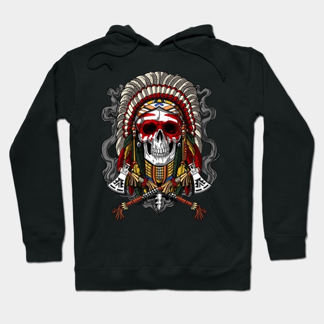 Native American Chief Skull Hoodie by underheaven